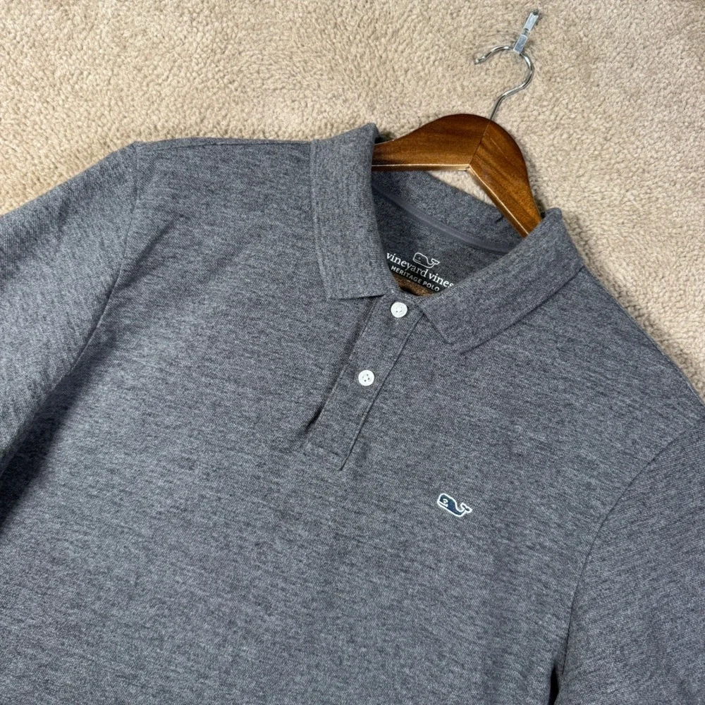 Vineyard Vines Heritage Polo Mens Large Gray Short Sleeve Cotton Shirt Golf Knit